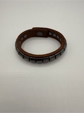 Liebeskind Unisex Brown Leather Bracelet with Gun Metal Accents